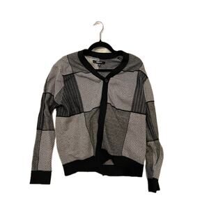 Novamen Black and White Cardigan Sweater Mens Med